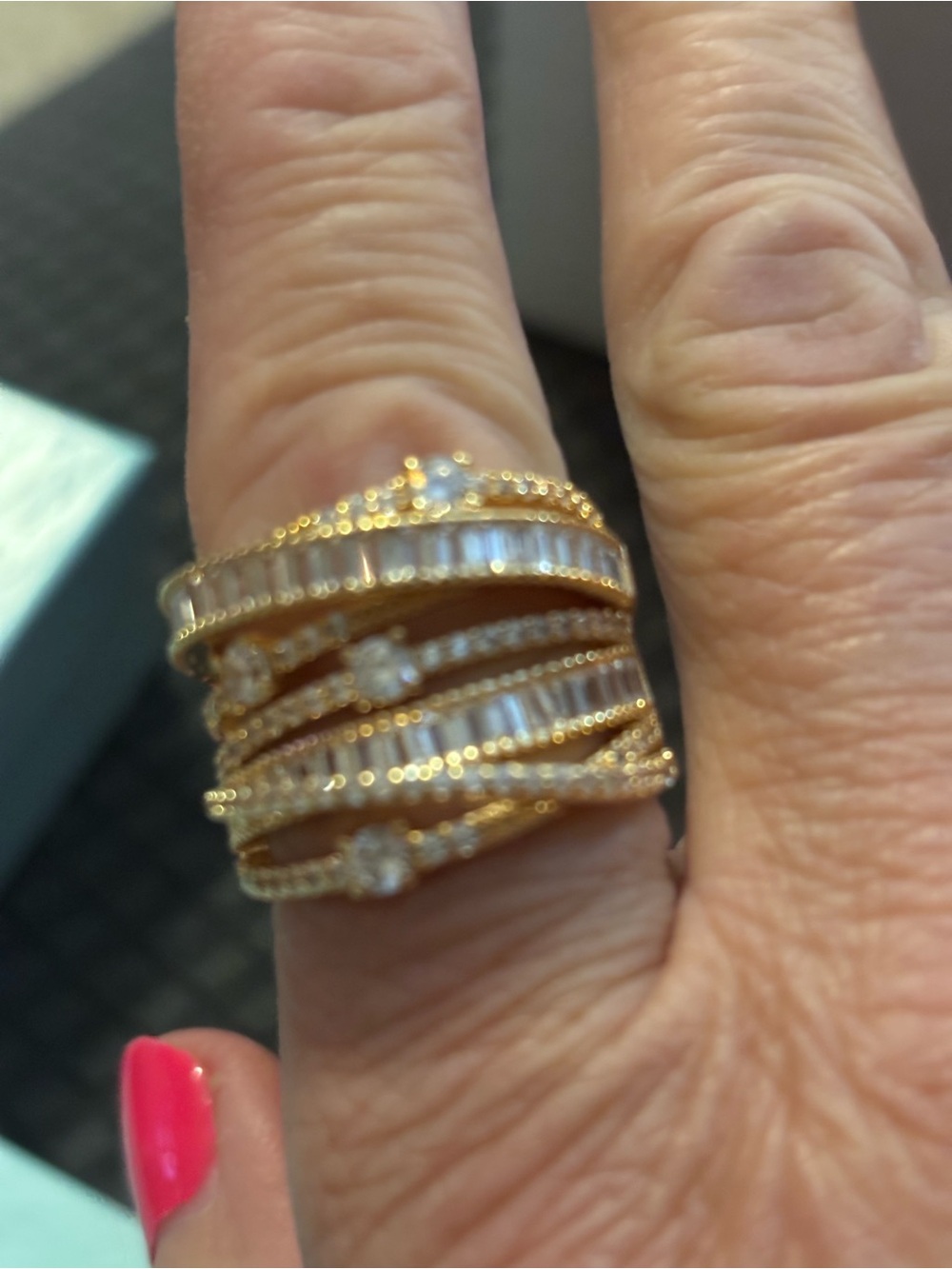 Gold Multi-Row Crystal Wrap Ring in Gold Tone Park Lane size 9